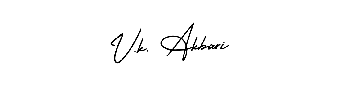 V.k. Akbari stylish signature style. Best Handwritten Sign (AmerikaSignatureDemo-Regular) for my name. Handwritten Signature Collection Ideas for my name V.k. Akbari. V.k. Akbari signature style 3 images and pictures png