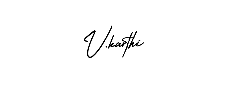 How to make V.karthi signature? AmerikaSignatureDemo-Regular is a professional autograph style. Create handwritten signature for V.karthi name. V.karthi signature style 3 images and pictures png