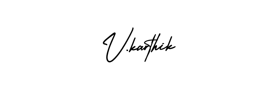 You should practise on your own different ways (AmerikaSignatureDemo-Regular) to write your name (V.karthik) in signature. don't let someone else do it for you. V.karthik signature style 3 images and pictures png