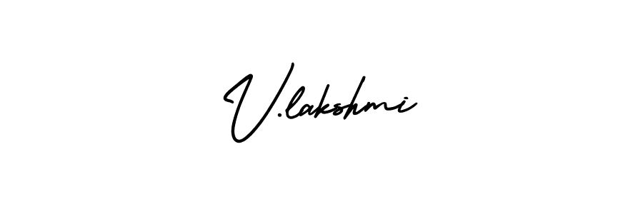 if you are searching for the best signature style for your name V.lakshmi. so please give up your signature search. here we have designed multiple signature styles  using AmerikaSignatureDemo-Regular. V.lakshmi signature style 3 images and pictures png