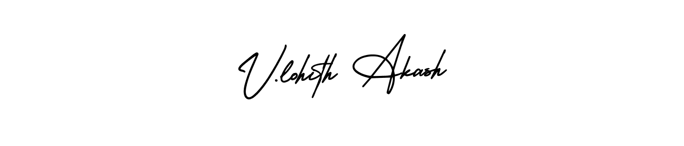 The best way (AmerikaSignatureDemo-Regular) to make a short signature is to pick only two or three words in your name. The name V.lohith Akash include a total of six letters. For converting this name. V.lohith Akash signature style 3 images and pictures png