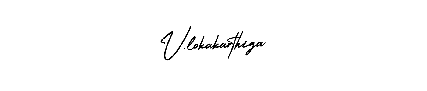 This is the best signature style for the V.lokakarthiga name. Also you like these signature font (AmerikaSignatureDemo-Regular). Mix name signature. V.lokakarthiga signature style 3 images and pictures png