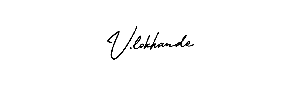 How to Draw V.lokhande signature style? AmerikaSignatureDemo-Regular is a latest design signature styles for name V.lokhande. V.lokhande signature style 3 images and pictures png