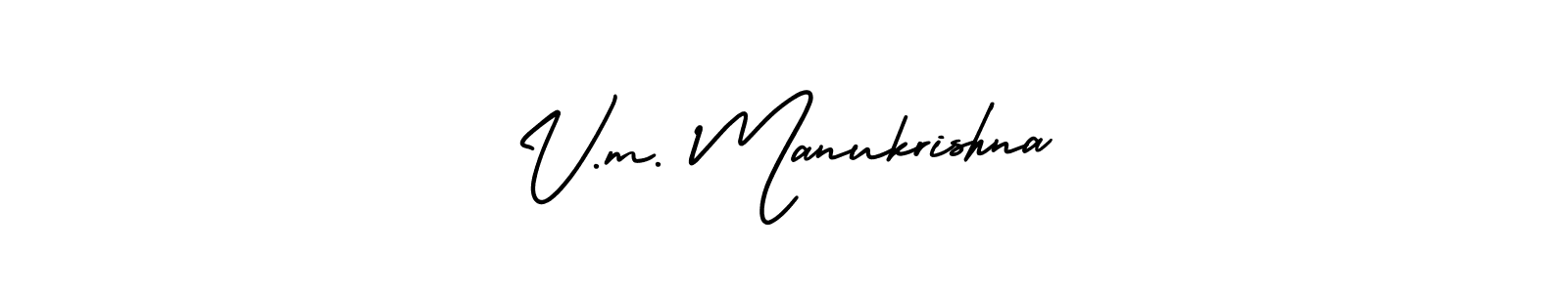 Use a signature maker to create a handwritten signature online. With this signature software, you can design (AmerikaSignatureDemo-Regular) your own signature for name V.m. Manukrishna. V.m. Manukrishna signature style 3 images and pictures png
