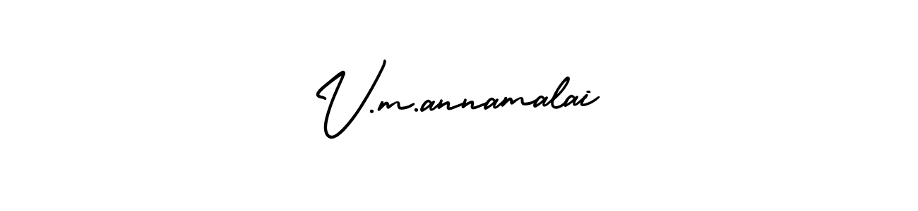 Use a signature maker to create a handwritten signature online. With this signature software, you can design (AmerikaSignatureDemo-Regular) your own signature for name V.m.annamalai. V.m.annamalai signature style 3 images and pictures png