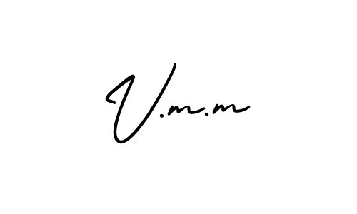 The best way (AmerikaSignatureDemo-Regular) to make a short signature is to pick only two or three words in your name. The name V.m.m include a total of six letters. For converting this name. V.m.m signature style 3 images and pictures png