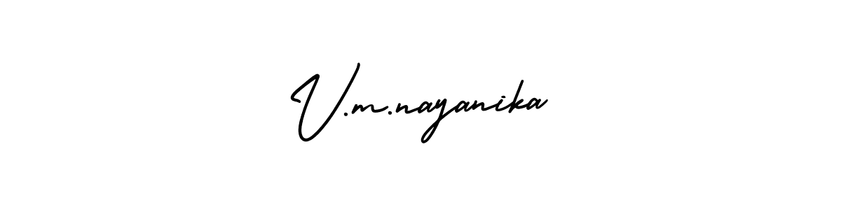 It looks lik you need a new signature style for name V.m.nayanika. Design unique handwritten (AmerikaSignatureDemo-Regular) signature with our free signature maker in just a few clicks. V.m.nayanika signature style 3 images and pictures png