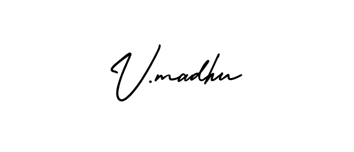 Also You can easily find your signature by using the search form. We will create V.madhu name handwritten signature images for you free of cost using AmerikaSignatureDemo-Regular sign style. V.madhu signature style 3 images and pictures png