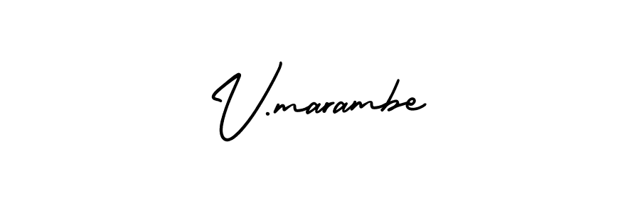 The best way (AmerikaSignatureDemo-Regular) to make a short signature is to pick only two or three words in your name. The name V.marambe include a total of six letters. For converting this name. V.marambe signature style 3 images and pictures png