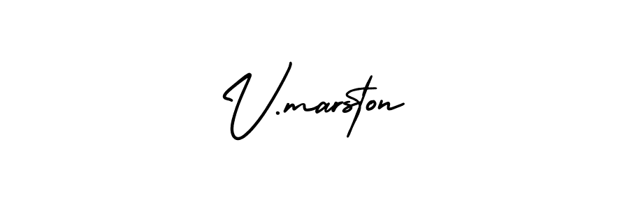 Use a signature maker to create a handwritten signature online. With this signature software, you can design (AmerikaSignatureDemo-Regular) your own signature for name V.marston. V.marston signature style 3 images and pictures png