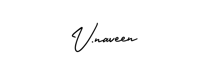 The best way (AmerikaSignatureDemo-Regular) to make a short signature is to pick only two or three words in your name. The name V.naveen include a total of six letters. For converting this name. V.naveen signature style 3 images and pictures png