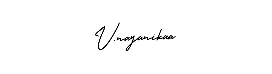 Design your own signature with our free online signature maker. With this signature software, you can create a handwritten (AmerikaSignatureDemo-Regular) signature for name V.nayanikaa. V.nayanikaa signature style 3 images and pictures png