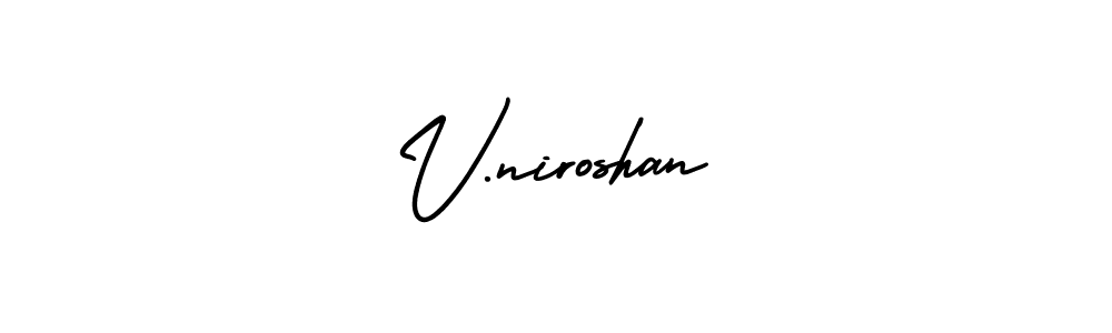 How to Draw V.niroshan signature style? AmerikaSignatureDemo-Regular is a latest design signature styles for name V.niroshan. V.niroshan signature style 3 images and pictures png