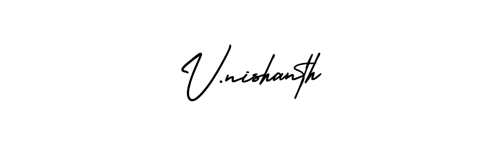 Make a beautiful signature design for name V.nishanth. With this signature (AmerikaSignatureDemo-Regular) style, you can create a handwritten signature for free. V.nishanth signature style 3 images and pictures png