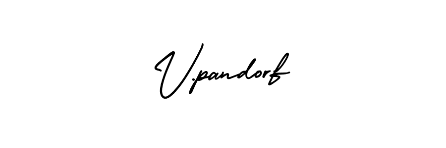 How to Draw V.pandorf signature style? AmerikaSignatureDemo-Regular is a latest design signature styles for name V.pandorf. V.pandorf signature style 3 images and pictures png