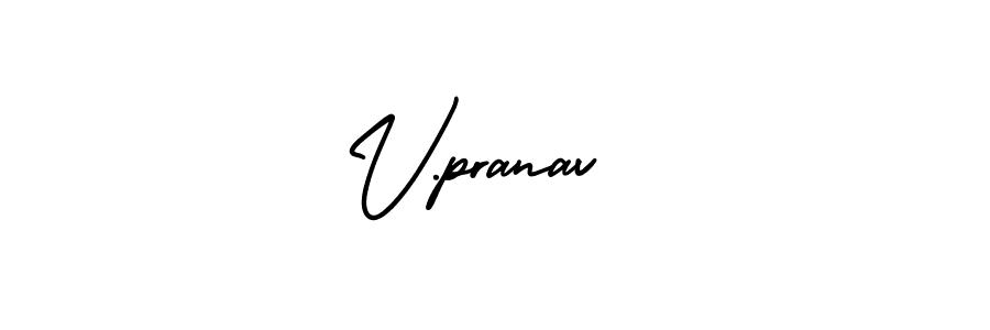 How to make V.pranav  name signature. Use AmerikaSignatureDemo-Regular style for creating short signs online. This is the latest handwritten sign. V.pranav  signature style 3 images and pictures png