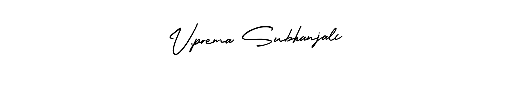 Similarly AmerikaSignatureDemo-Regular is the best handwritten signature design. Signature creator online .You can use it as an online autograph creator for name V.prema Subhanjali. V.prema Subhanjali signature style 3 images and pictures png