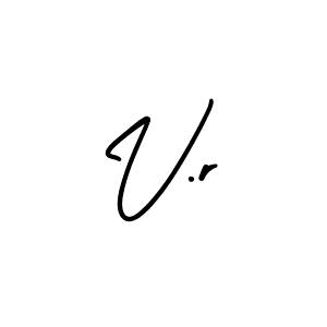 Check out images of Autograph of V.r name. Actor V.r Signature Style. AmerikaSignatureDemo-Regular is a professional sign style online. V.r signature style 3 images and pictures png