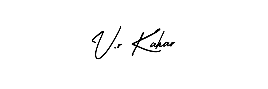 Design your own signature with our free online signature maker. With this signature software, you can create a handwritten (AmerikaSignatureDemo-Regular) signature for name V.r Kahar. V.r Kahar signature style 3 images and pictures png