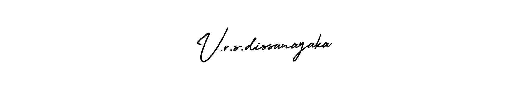 The best way (AmerikaSignatureDemo-Regular) to make a short signature is to pick only two or three words in your name. The name V.r.s.dissanayaka include a total of six letters. For converting this name. V.r.s.dissanayaka signature style 3 images and pictures png