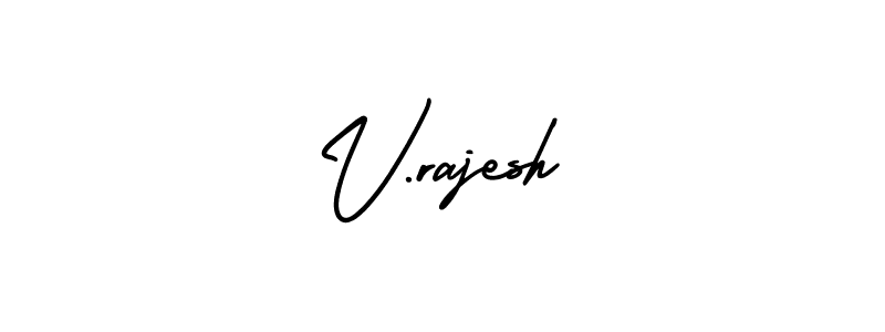 The best way (AmerikaSignatureDemo-Regular) to make a short signature is to pick only two or three words in your name. The name V.rajesh include a total of six letters. For converting this name. V.rajesh signature style 3 images and pictures png