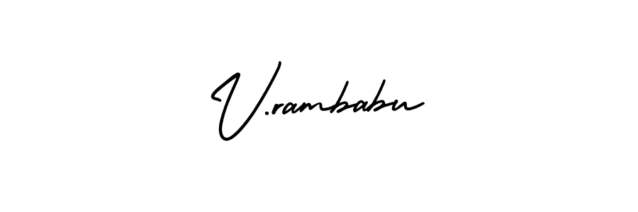 This is the best signature style for the V.rambabu name. Also you like these signature font (AmerikaSignatureDemo-Regular). Mix name signature. V.rambabu signature style 3 images and pictures png