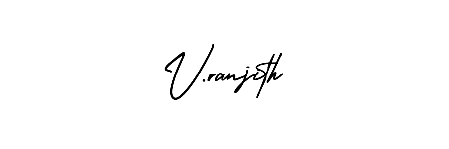 This is the best signature style for the V.ranjith name. Also you like these signature font (AmerikaSignatureDemo-Regular). Mix name signature. V.ranjith signature style 3 images and pictures png