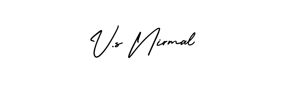 Create a beautiful signature design for name V.s Nirmal. With this signature (AmerikaSignatureDemo-Regular) fonts, you can make a handwritten signature for free. V.s Nirmal signature style 3 images and pictures png