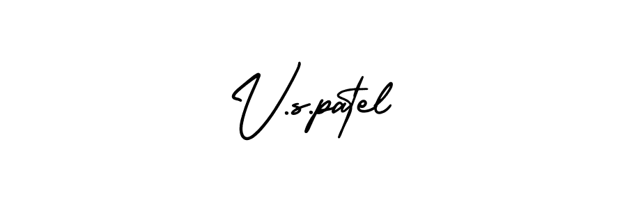 You should practise on your own different ways (AmerikaSignatureDemo-Regular) to write your name (V.s.patel) in signature. don't let someone else do it for you. V.s.patel signature style 3 images and pictures png