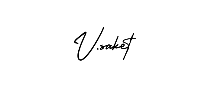 if you are searching for the best signature style for your name V.saket. so please give up your signature search. here we have designed multiple signature styles  using AmerikaSignatureDemo-Regular. V.saket signature style 3 images and pictures png