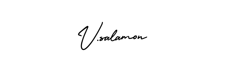 Also You can easily find your signature by using the search form. We will create V.salamon name handwritten signature images for you free of cost using AmerikaSignatureDemo-Regular sign style. V.salamon signature style 3 images and pictures png
