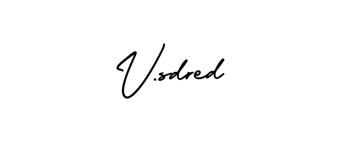 How to make V.sdred name signature. Use AmerikaSignatureDemo-Regular style for creating short signs online. This is the latest handwritten sign. V.sdred signature style 3 images and pictures png