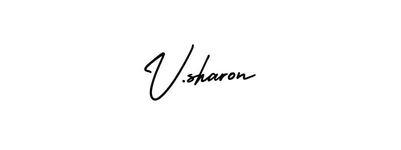 How to make V.sharon name signature. Use AmerikaSignatureDemo-Regular style for creating short signs online. This is the latest handwritten sign. V.sharon signature style 3 images and pictures png