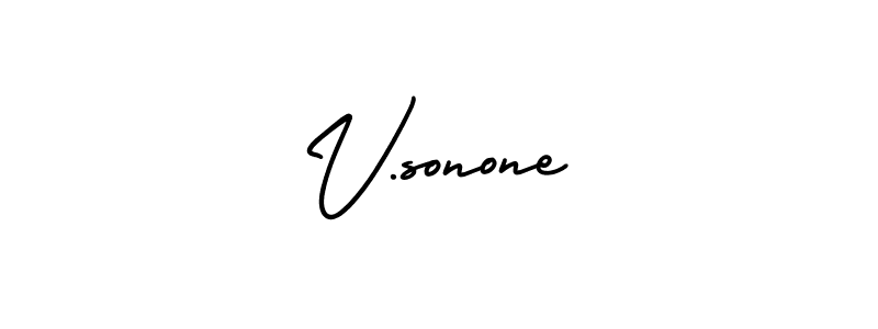 The best way (AmerikaSignatureDemo-Regular) to make a short signature is to pick only two or three words in your name. The name V.sonone include a total of six letters. For converting this name. V.sonone signature style 3 images and pictures png