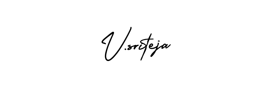 Design your own signature with our free online signature maker. With this signature software, you can create a handwritten (AmerikaSignatureDemo-Regular) signature for name V.sriteja. V.sriteja signature style 3 images and pictures png