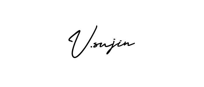 Use a signature maker to create a handwritten signature online. With this signature software, you can design (AmerikaSignatureDemo-Regular) your own signature for name V.sujin. V.sujin signature style 3 images and pictures png