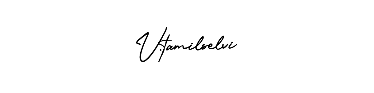 Make a beautiful signature design for name V.tamilselvi. With this signature (AmerikaSignatureDemo-Regular) style, you can create a handwritten signature for free. V.tamilselvi signature style 3 images and pictures png