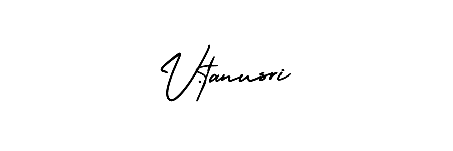 The best way (AmerikaSignatureDemo-Regular) to make a short signature is to pick only two or three words in your name. The name V.tanusri include a total of six letters. For converting this name. V.tanusri signature style 3 images and pictures png