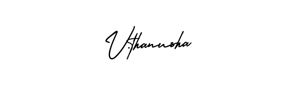 Make a beautiful signature design for name V.thanusha. With this signature (AmerikaSignatureDemo-Regular) style, you can create a handwritten signature for free. V.thanusha signature style 3 images and pictures png