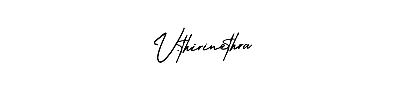 V.thirinethra stylish signature style. Best Handwritten Sign (AmerikaSignatureDemo-Regular) for my name. Handwritten Signature Collection Ideas for my name V.thirinethra. V.thirinethra signature style 3 images and pictures png