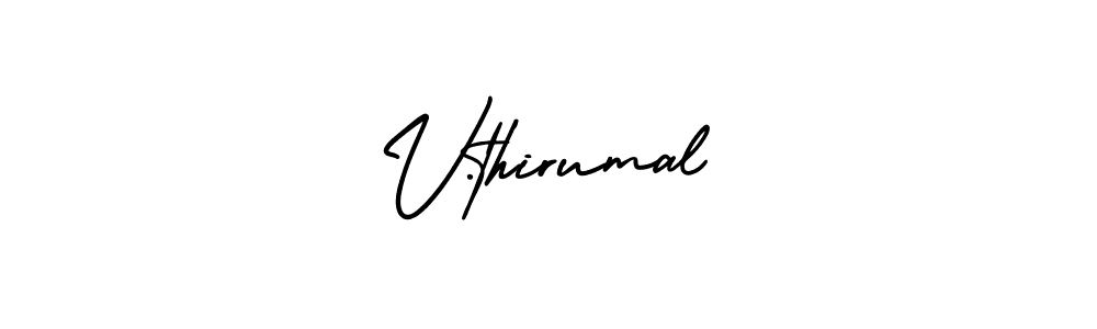 Use a signature maker to create a handwritten signature online. With this signature software, you can design (AmerikaSignatureDemo-Regular) your own signature for name V.thirumal. V.thirumal signature style 3 images and pictures png