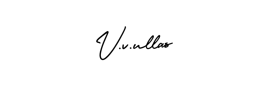 Design your own signature with our free online signature maker. With this signature software, you can create a handwritten (AmerikaSignatureDemo-Regular) signature for name V.v.ullas. V.v.ullas signature style 3 images and pictures png