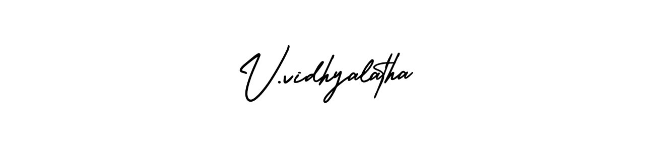 You should practise on your own different ways (AmerikaSignatureDemo-Regular) to write your name (V.vidhyalatha) in signature. don't let someone else do it for you. V.vidhyalatha signature style 3 images and pictures png