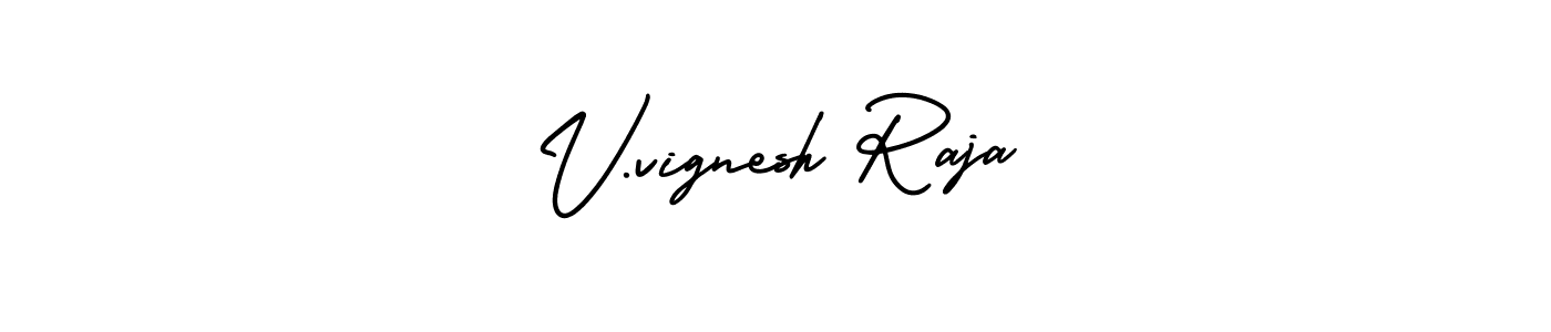 This is the best signature style for the V.vignesh Raja name. Also you like these signature font (AmerikaSignatureDemo-Regular). Mix name signature. V.vignesh Raja signature style 3 images and pictures png