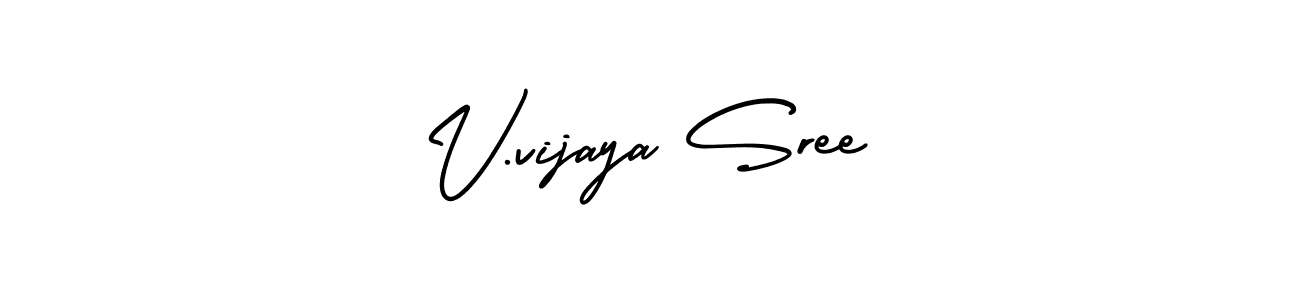 You should practise on your own different ways (AmerikaSignatureDemo-Regular) to write your name (V.vijaya Sree) in signature. don't let someone else do it for you. V.vijaya Sree signature style 3 images and pictures png