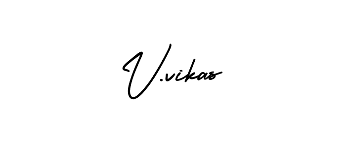 The best way (AmerikaSignatureDemo-Regular) to make a short signature is to pick only two or three words in your name. The name V.vikas include a total of six letters. For converting this name. V.vikas signature style 3 images and pictures png