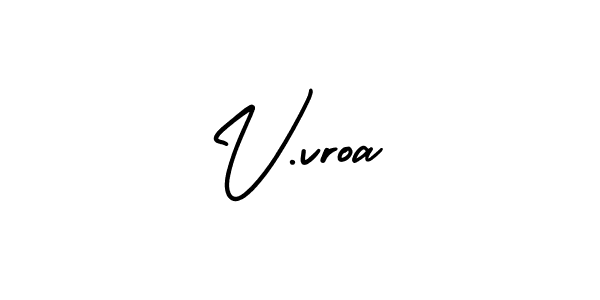 Design your own signature with our free online signature maker. With this signature software, you can create a handwritten (AmerikaSignatureDemo-Regular) signature for name V.vroa. V.vroa signature style 3 images and pictures png
