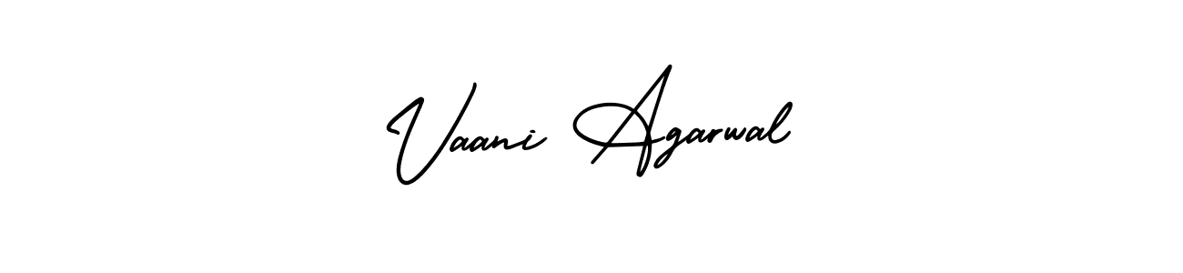 You should practise on your own different ways (AmerikaSignatureDemo-Regular) to write your name (Vaani Agarwal) in signature. don't let someone else do it for you. Vaani Agarwal signature style 3 images and pictures png