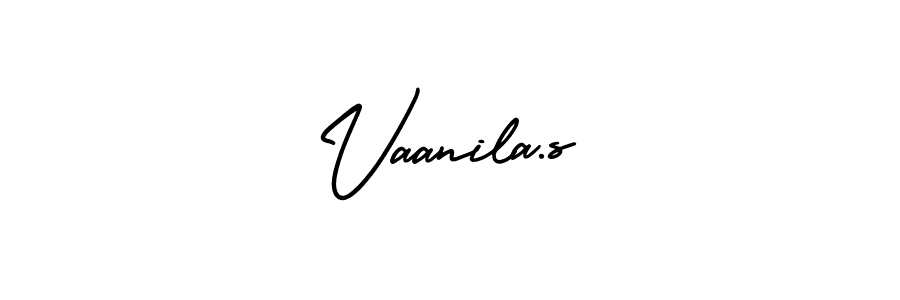 Use a signature maker to create a handwritten signature online. With this signature software, you can design (AmerikaSignatureDemo-Regular) your own signature for name Vaanila.s. Vaanila.s signature style 3 images and pictures png