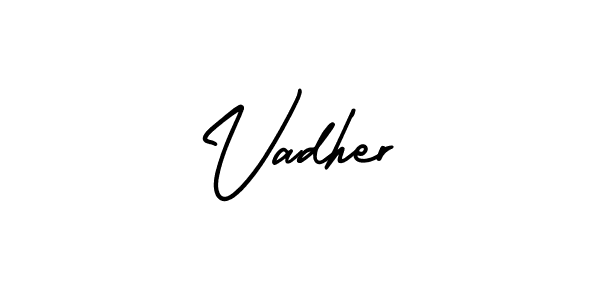 AmerikaSignatureDemo-Regular is a professional signature style that is perfect for those who want to add a touch of class to their signature. It is also a great choice for those who want to make their signature more unique. Get Vadher name to fancy signature for free. Vadher signature style 3 images and pictures png